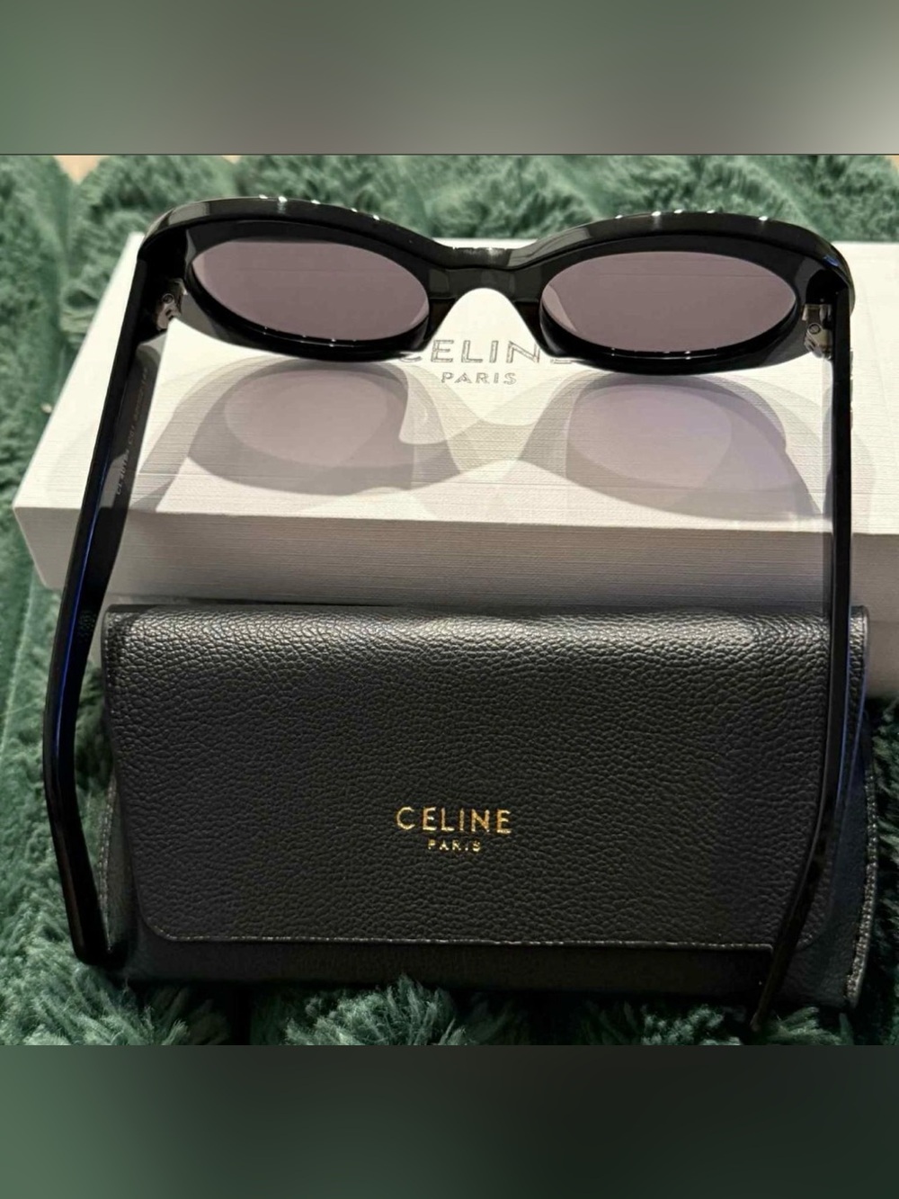 Celine CL40194U Triomphe Oval Sunglasses Black Frame Dark Grey Lens Women - Picture 6 of 16